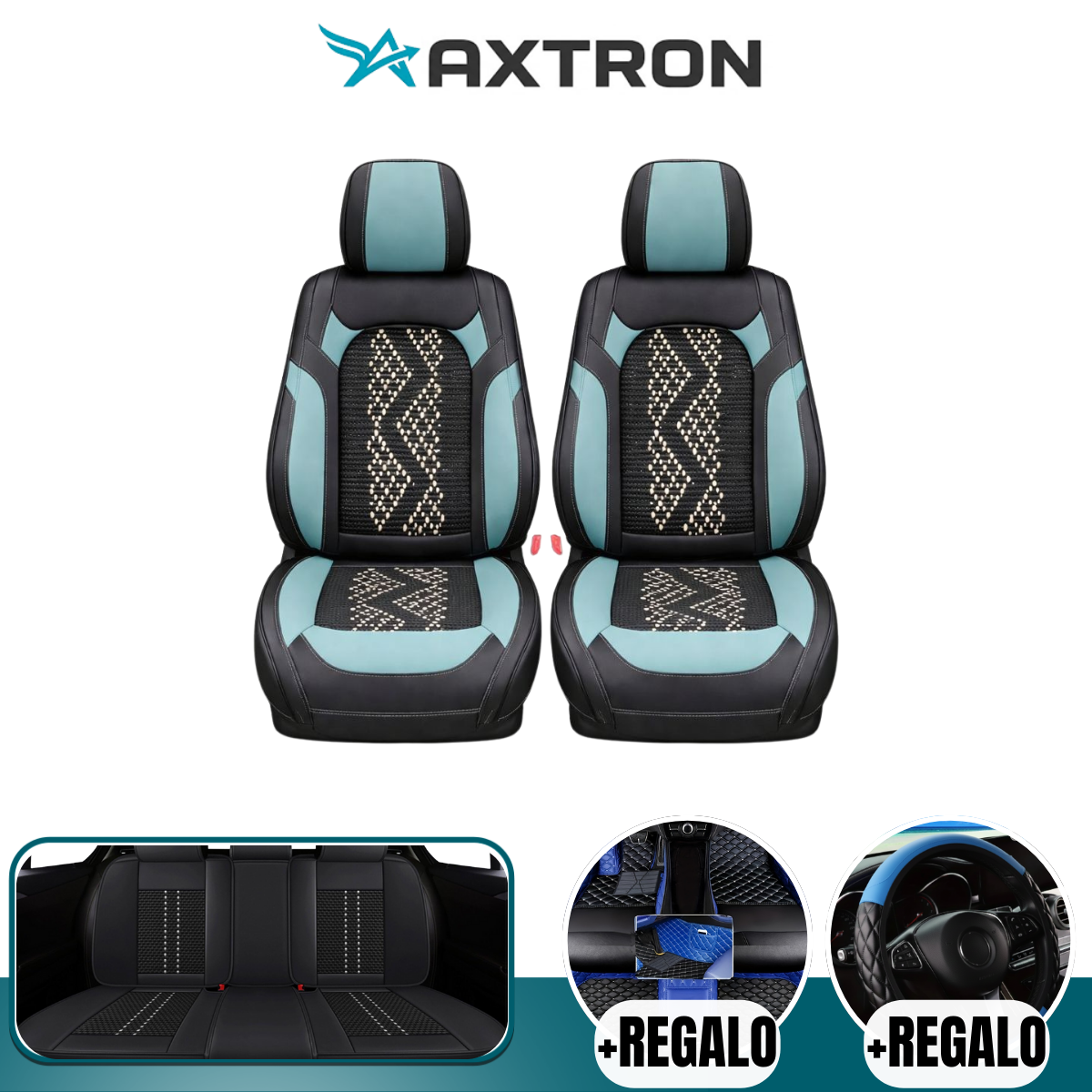 Funda para Auto Ímpeto Universal en Cuero Legítimo con Airbag Incorporado + REGALO: Alfombra y Funda para Volante